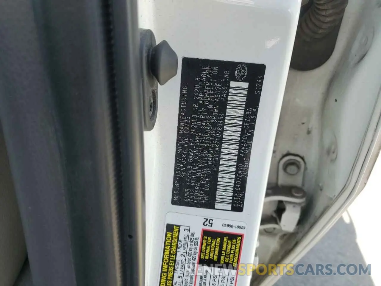 12 fotografías del automóvil dañado 4T1G11AK7PU783494 TOYOTA CAMRY 2023