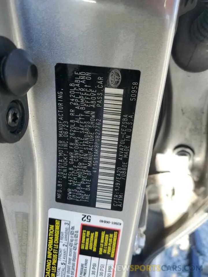 12 fotografías del automóvil dañado 4T1G11AK8PU827762 TOYOTA CAMRY 2023