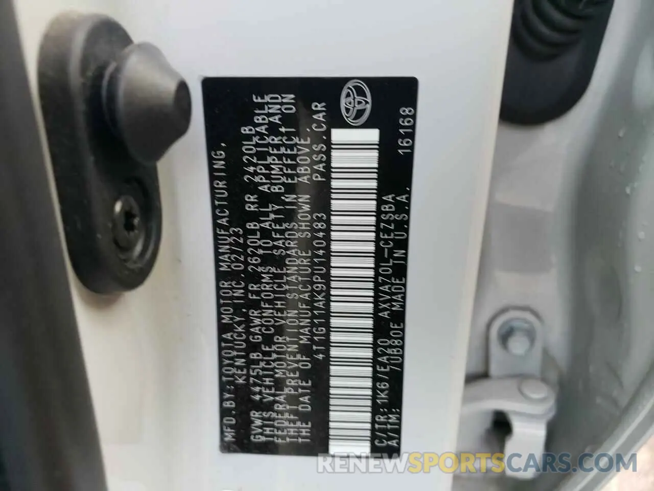 12 fotografías del automóvil dañado 4T1G11AK9PU140483 TOYOTA CAMRY 2023