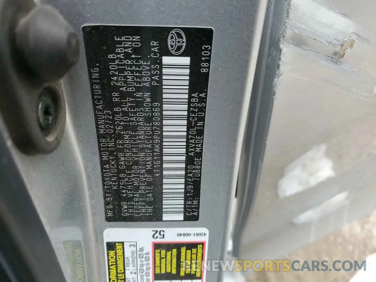13 fotografías del automóvil dañado 4T1G11AK9PU780869 TOYOTA CAMRY 2023
