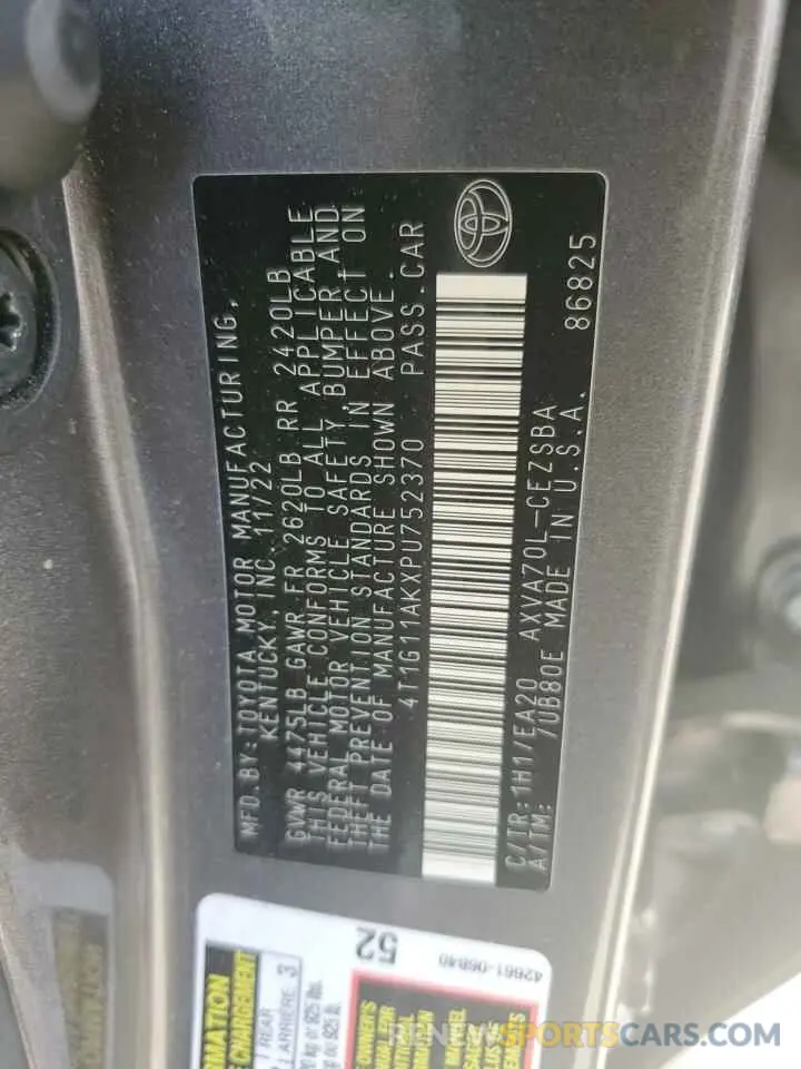 13 fotografías del automóvil dañado 4T1G11AKXPU752370 TOYOTA CAMRY 2023