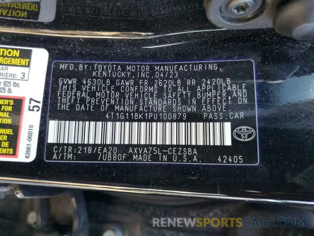13 fotografías del automóvil dañado 4T1G11BK1PU100879 TOYOTA CAMRY 2023