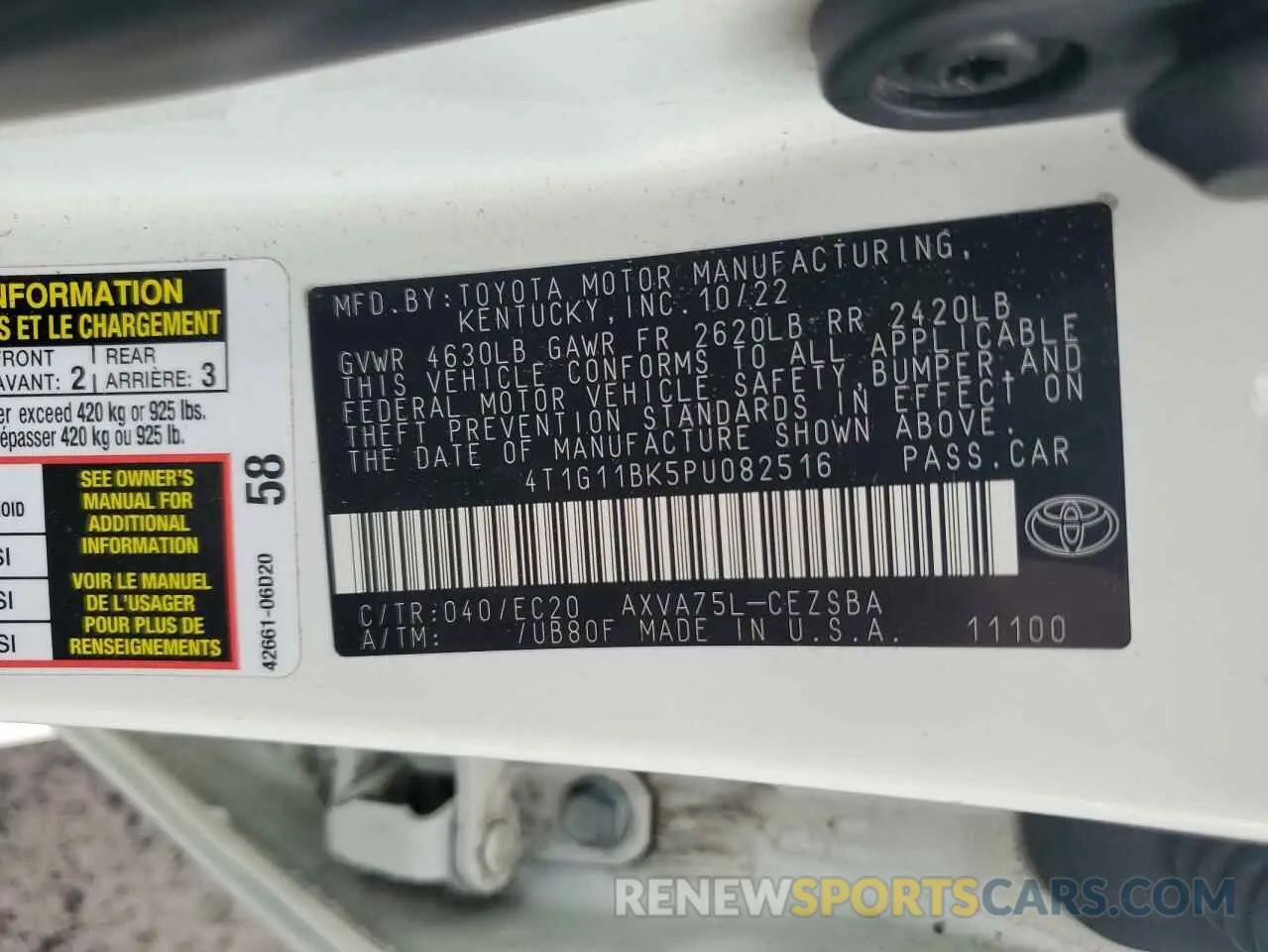 13 fotografías del automóvil dañado 4T1G11BK5PU082516 TOYOTA CAMRY 2023
