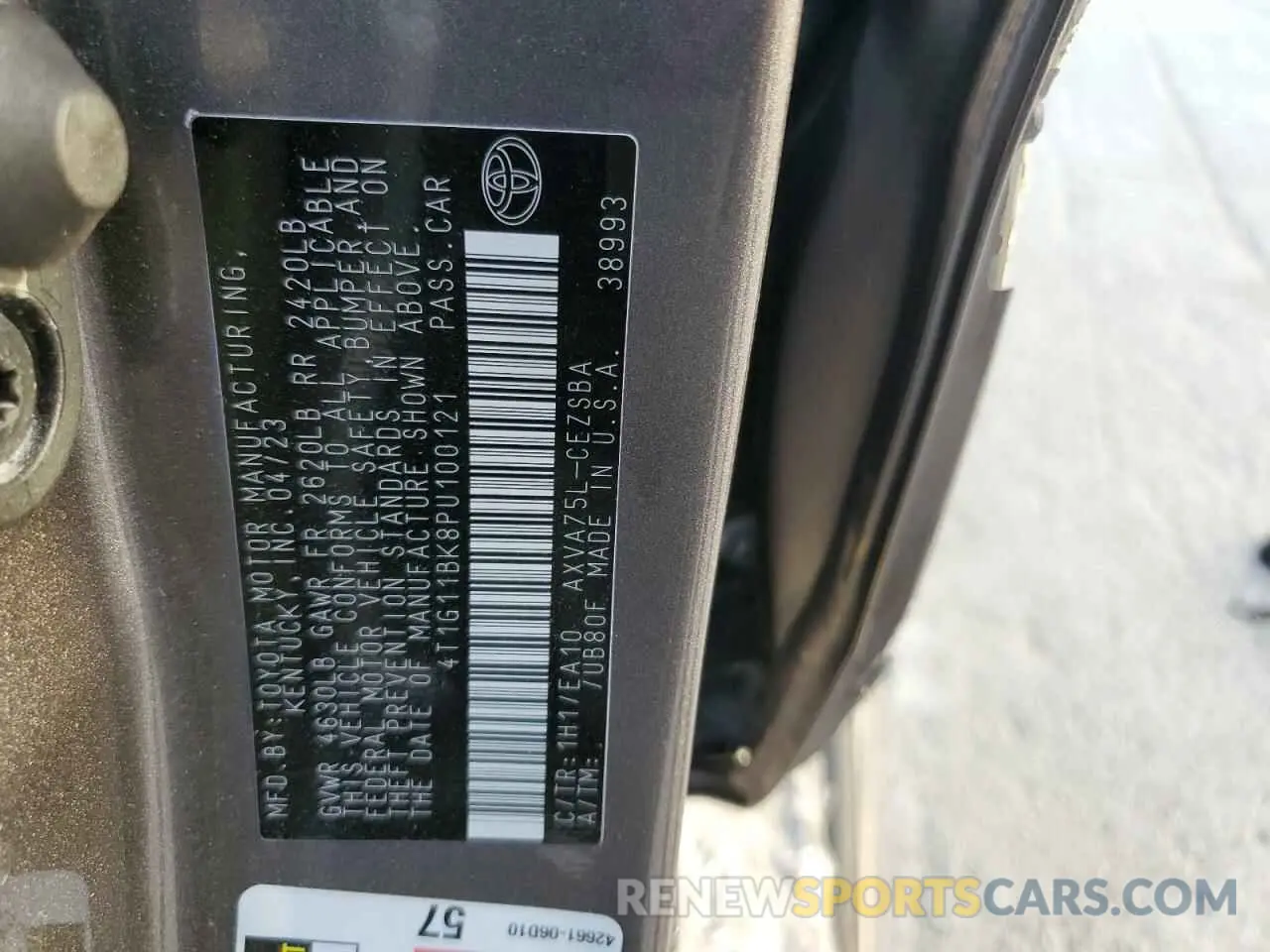 13 fotografías del automóvil dañado 4T1G11BK8PU100121 TOYOTA CAMRY 2023