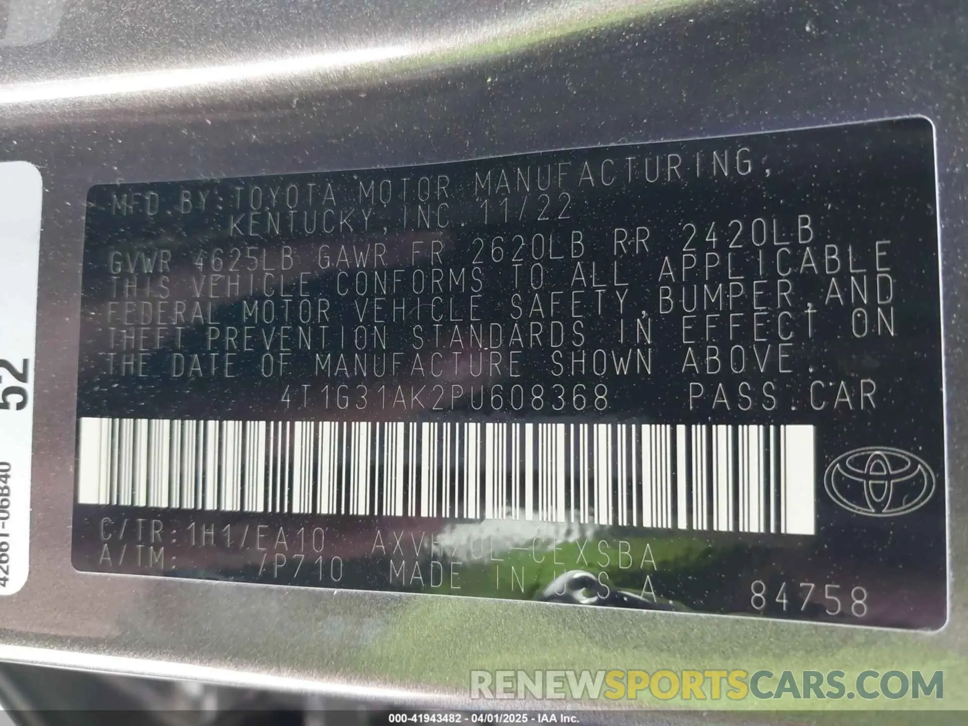 9 fotografías del automóvil dañado 4T1G31AK2PU608368 TOYOTA CAMRY 2023