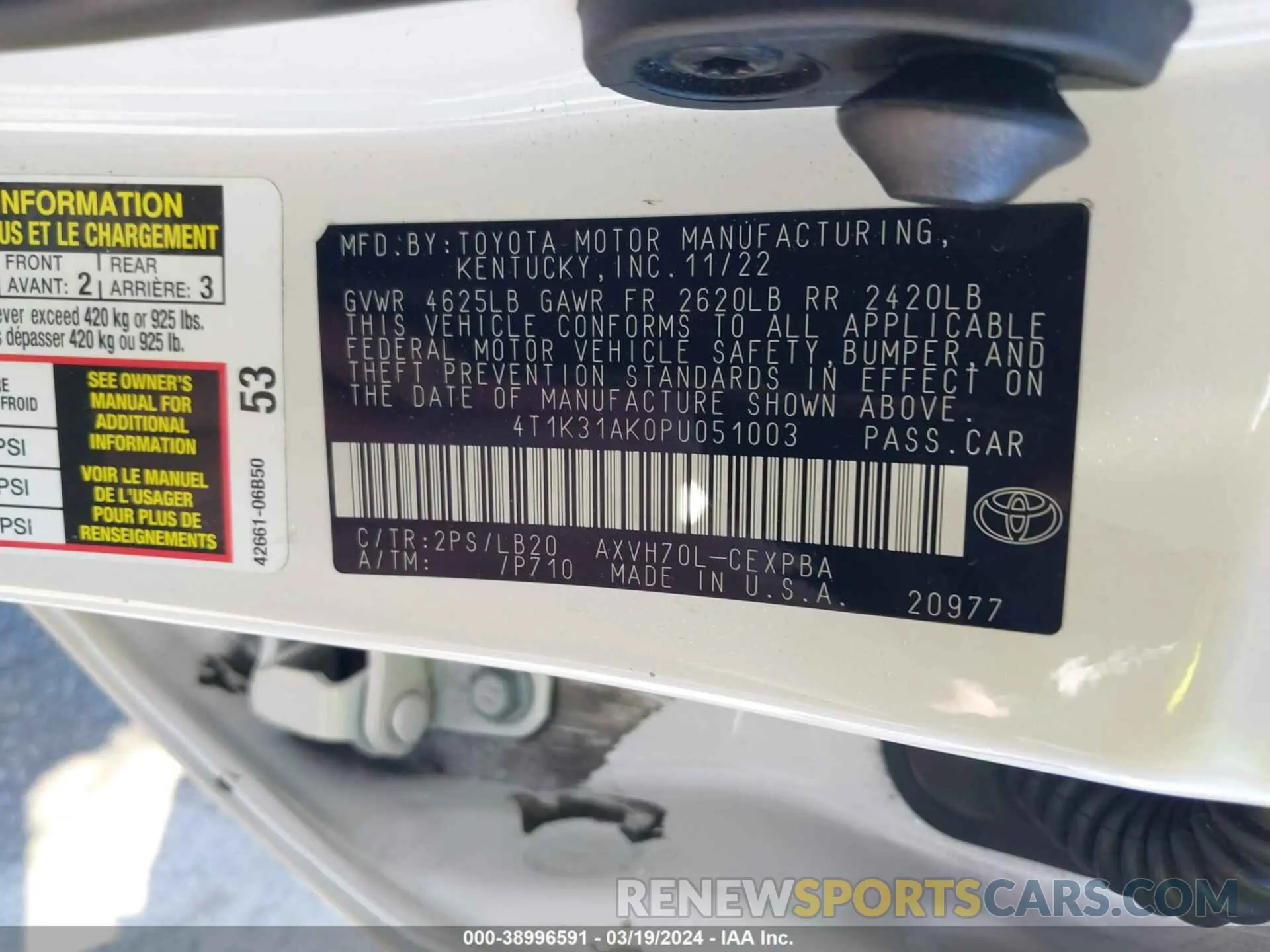 9 fotografías del automóvil dañado 4T1K31AK0PU051003 TOYOTA CAMRY 2023