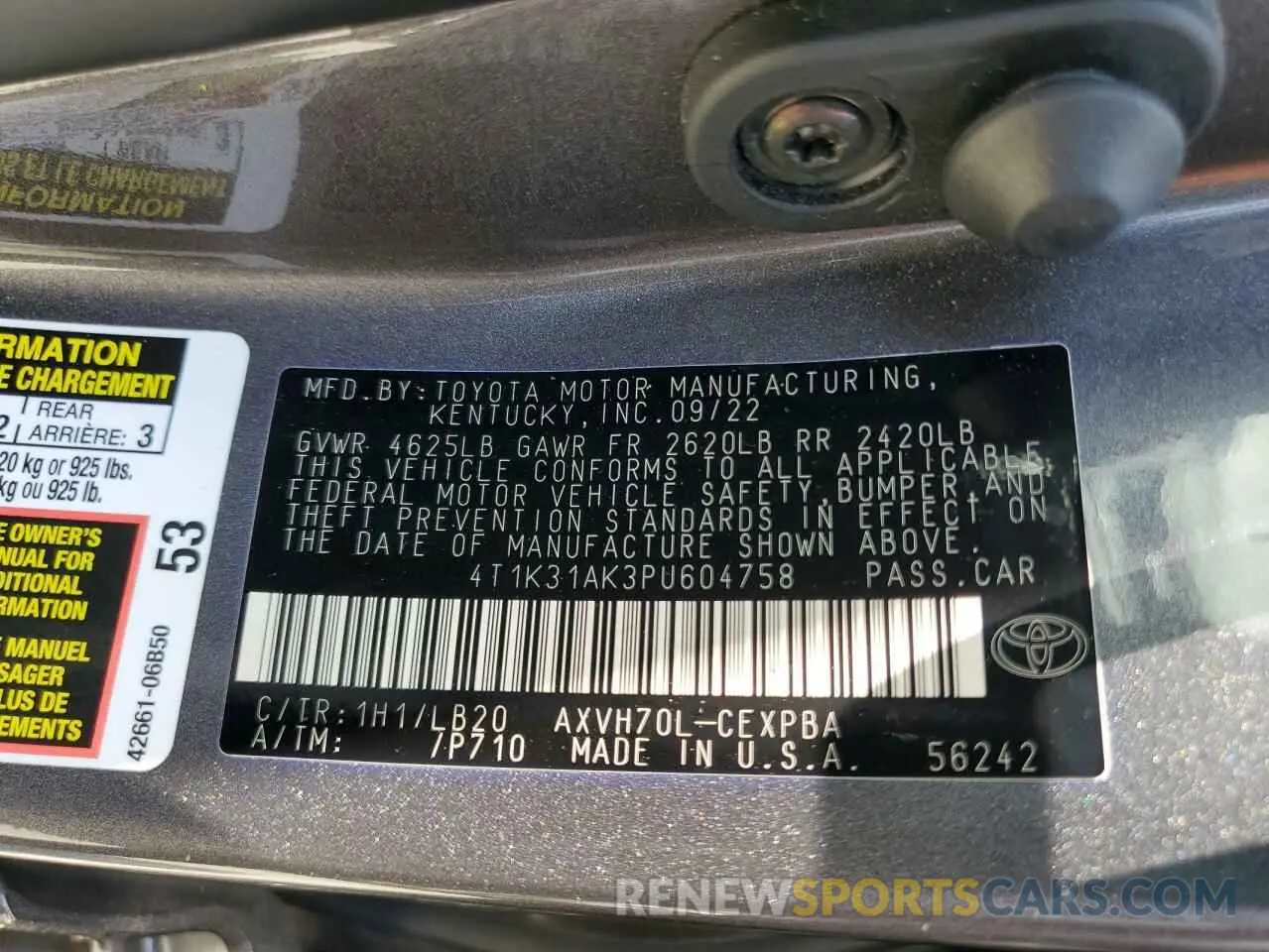 12 fotografías del automóvil dañado 4T1K31AK3PU604758 TOYOTA CAMRY 2023
