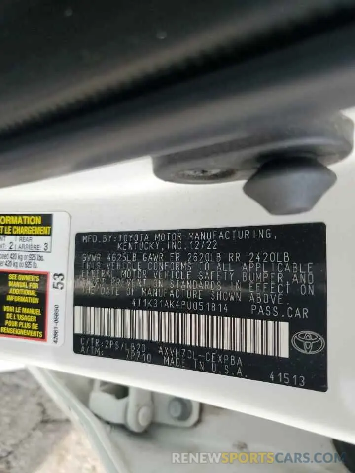 14 fotografías del automóvil dañado 4T1K31AK4PU051814 TOYOTA CAMRY 2023