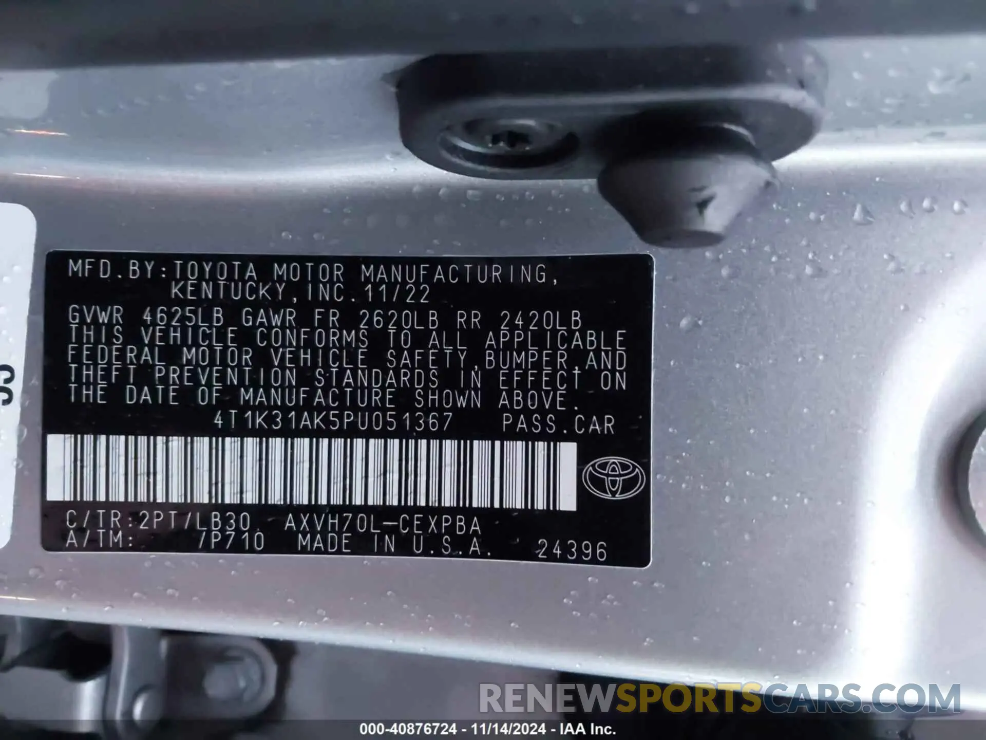 9 fotografías del automóvil dañado 4T1K31AK5PU051367 TOYOTA CAMRY 2023