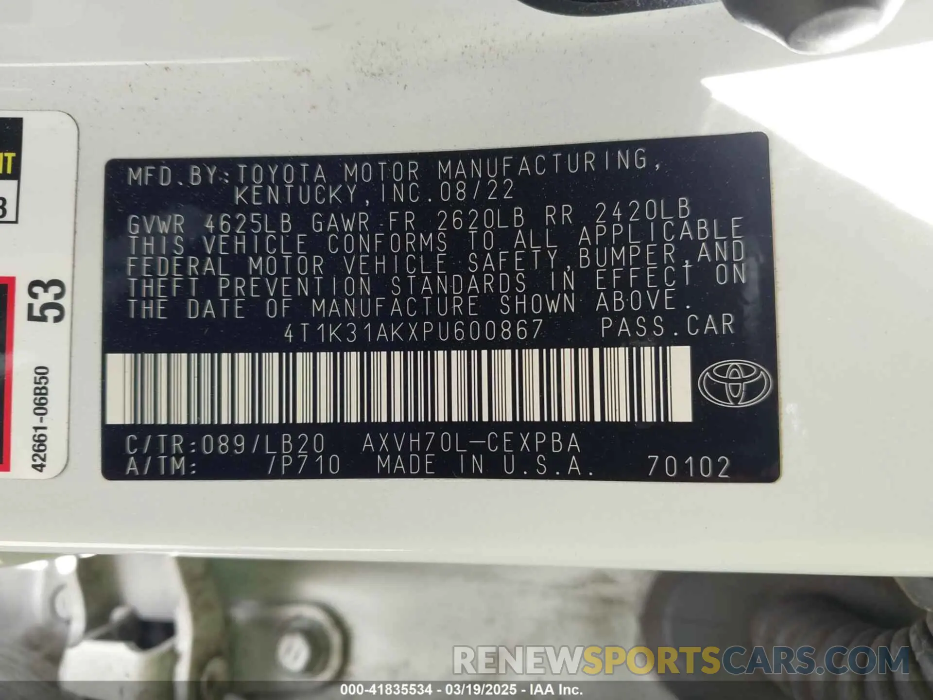 9 fotografías del automóvil dañado 4T1K31AKXPU600867 TOYOTA CAMRY 2023