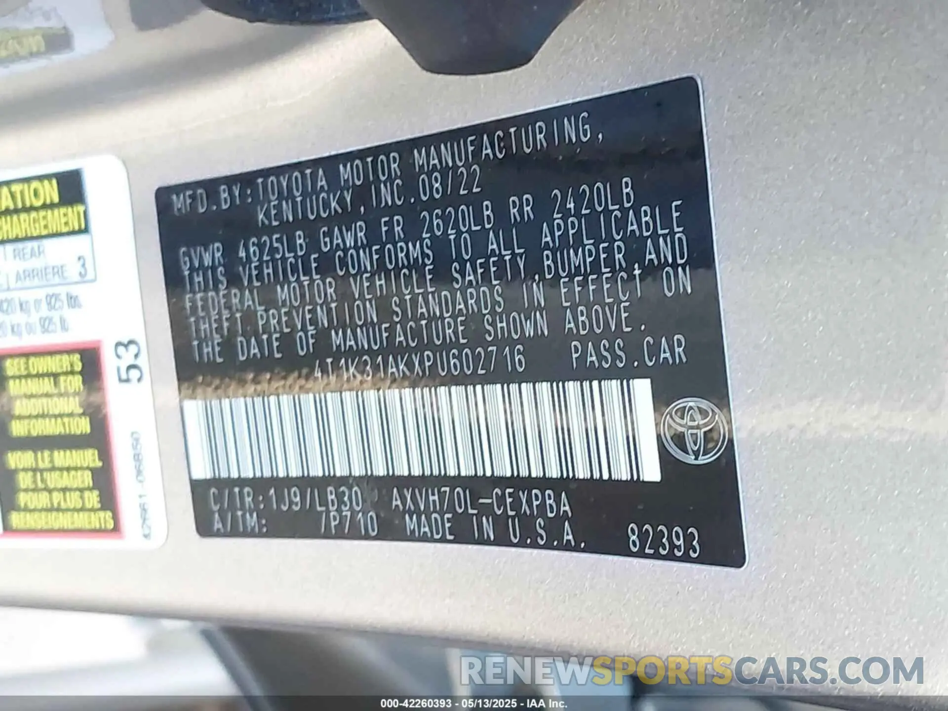 9 fotografías del automóvil dañado 4T1K31AKXPU602716 TOYOTA CAMRY 2023
