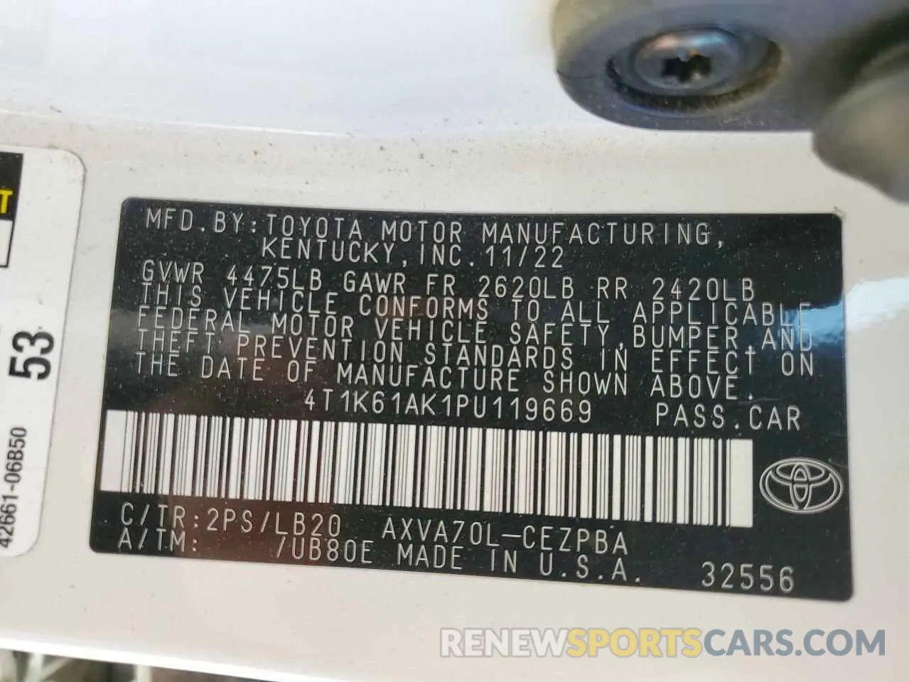 12 fotografías del automóvil dañado 4T1K61AK1PU119669 TOYOTA CAMRY 2023