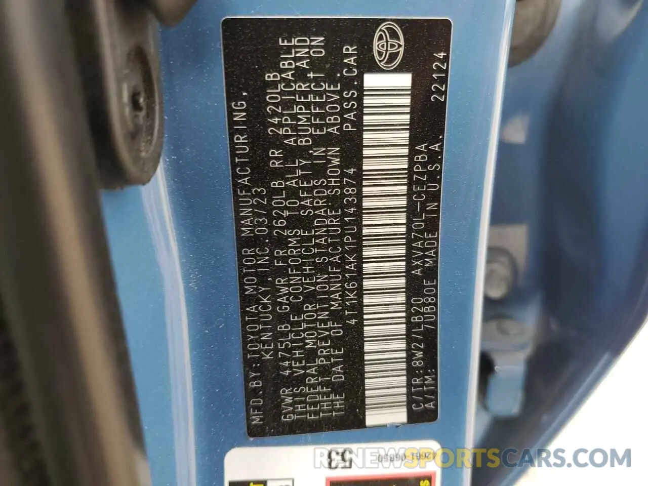 14 fotografías del automóvil dañado 4T1K61AK1PU143874 TOYOTA CAMRY 2023
