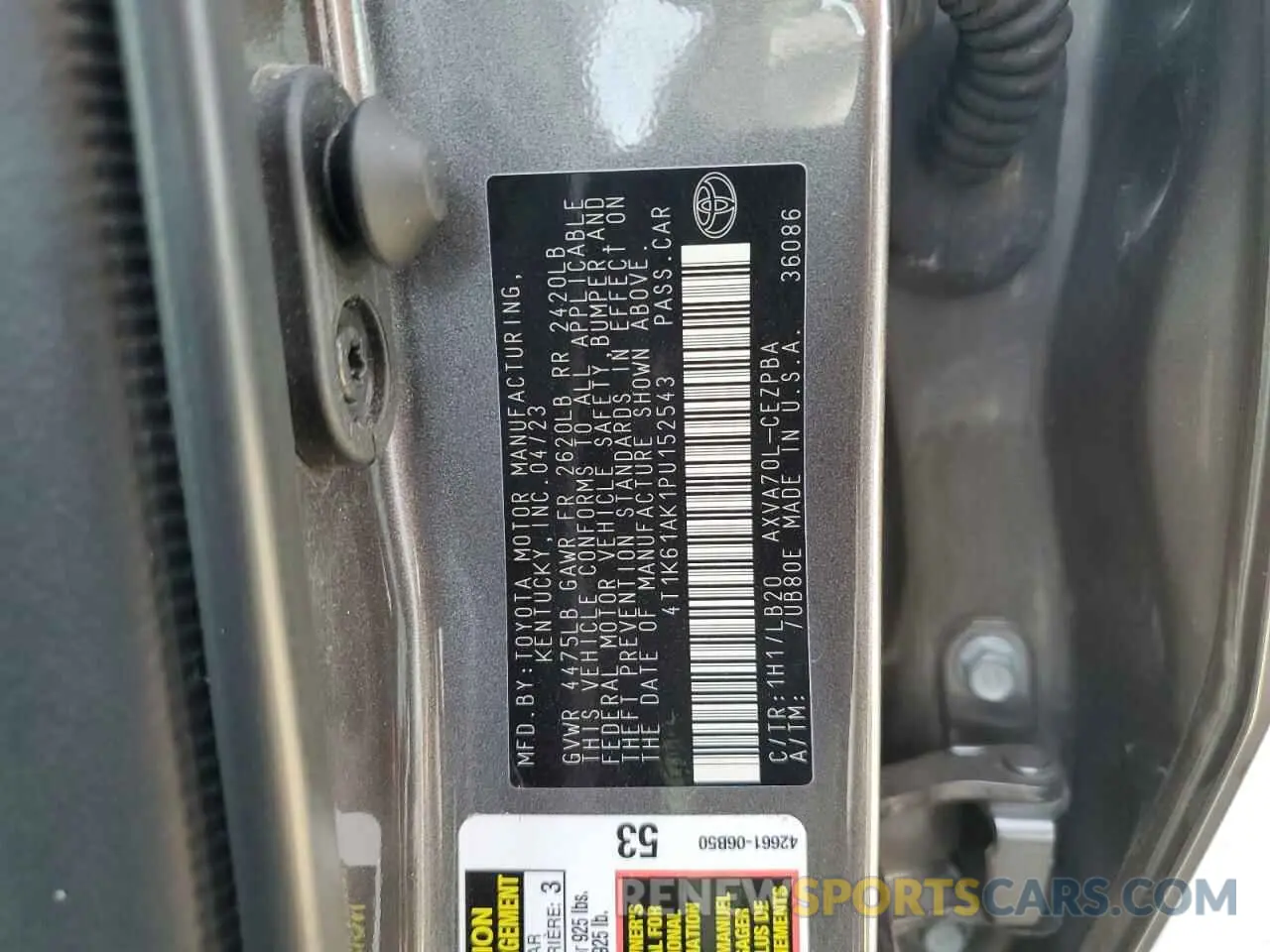12 fotografías del automóvil dañado 4T1K61AK1PU152543 TOYOTA CAMRY 2023