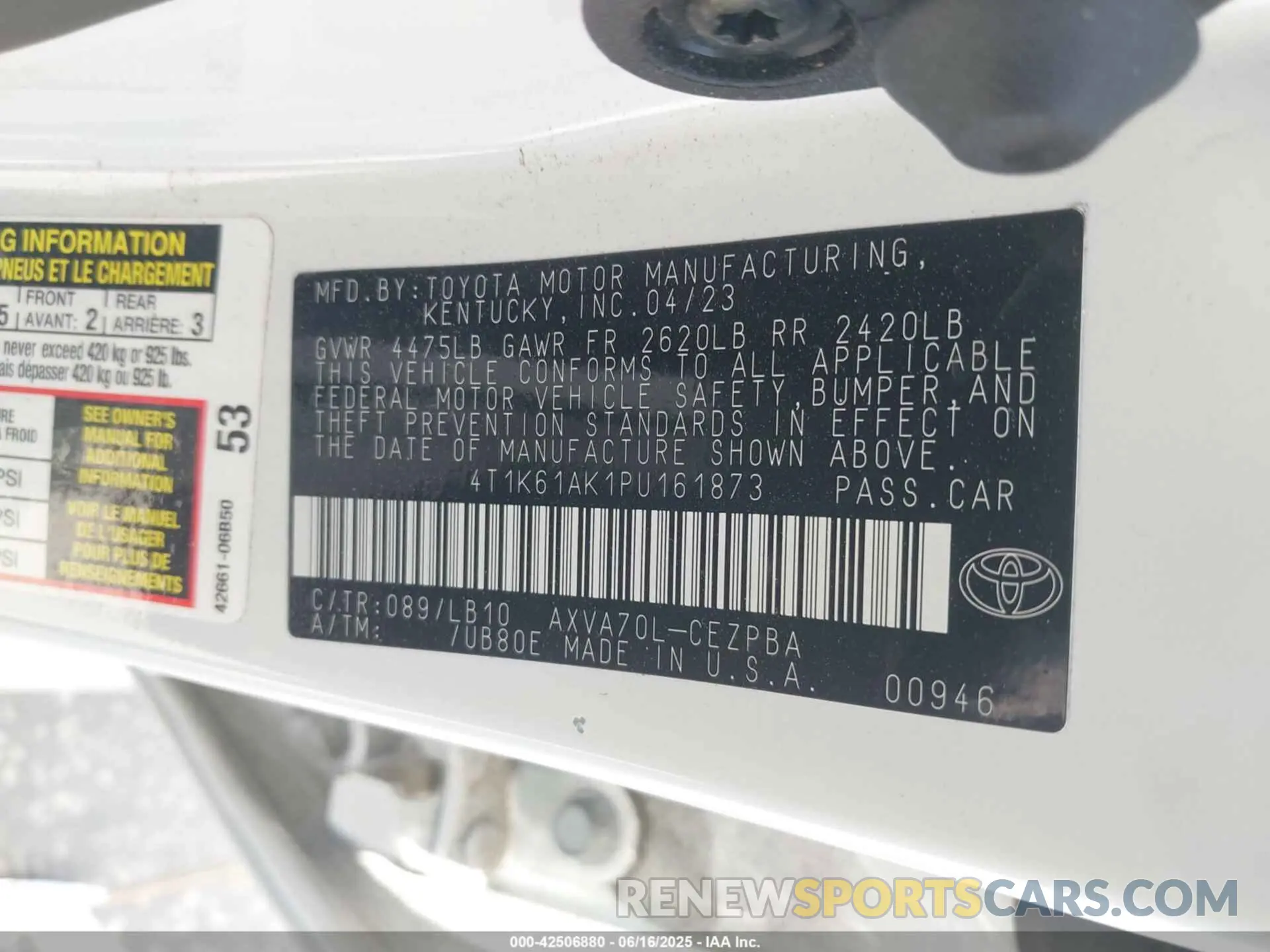 9 fotografías del automóvil dañado 4T1K61AK1PU161873 TOYOTA CAMRY 2023