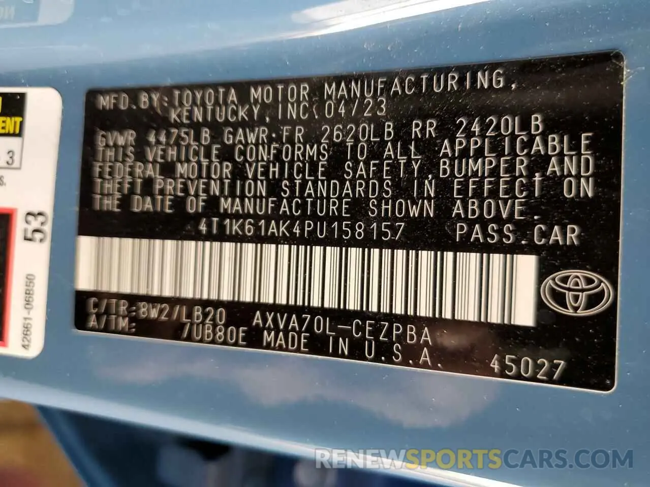 13 fotografías del automóvil dañado 4T1K61AK4PU158157 TOYOTA CAMRY 2023