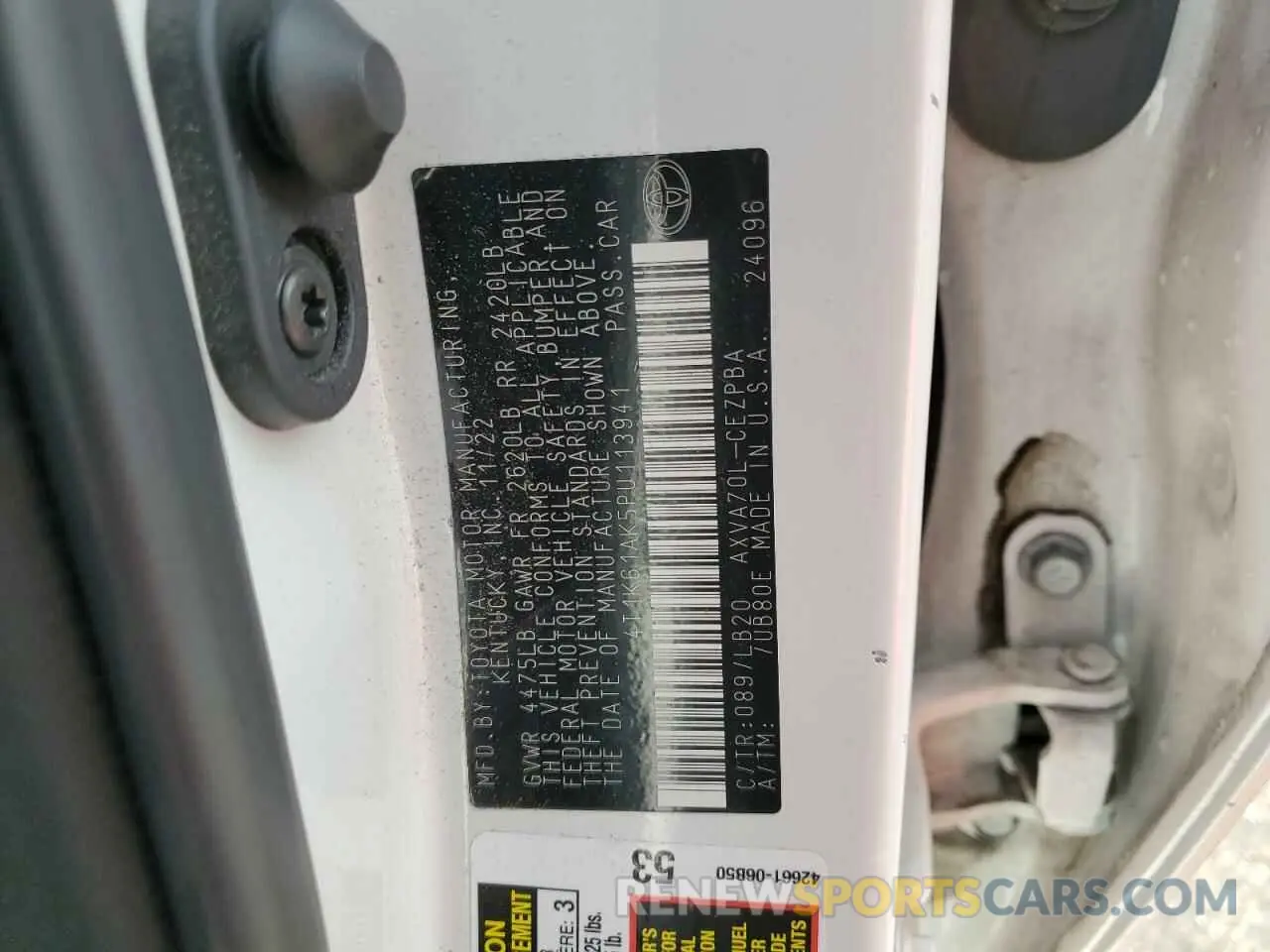12 fotografías del automóvil dañado 4T1K61AK5PU113941 TOYOTA CAMRY 2023