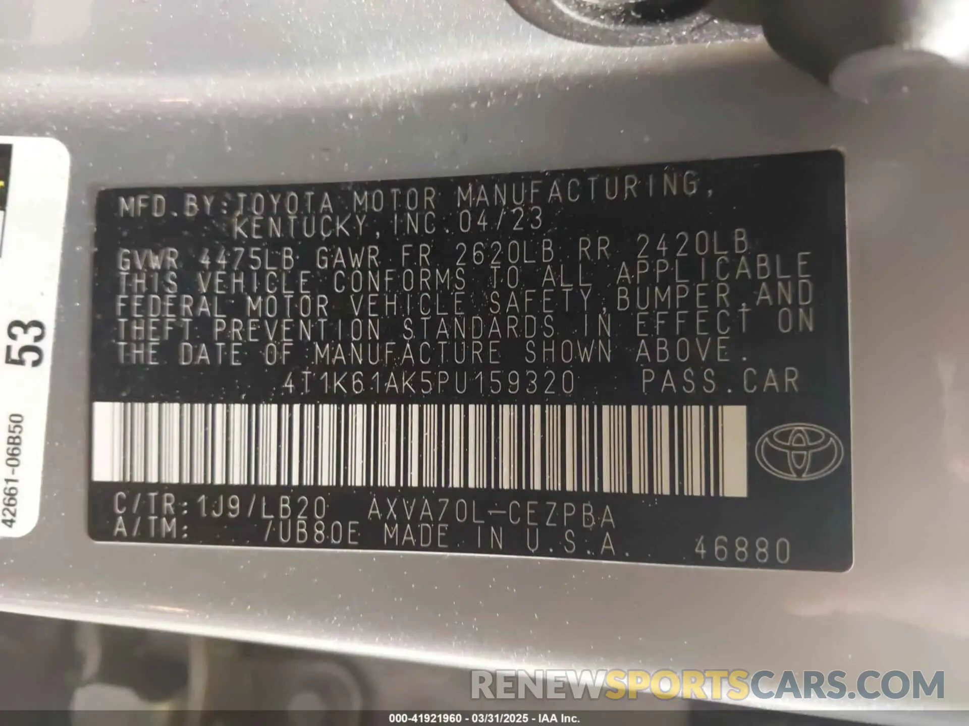 9 fotografías del automóvil dañado 4T1K61AK5PU159320 TOYOTA CAMRY 2023
