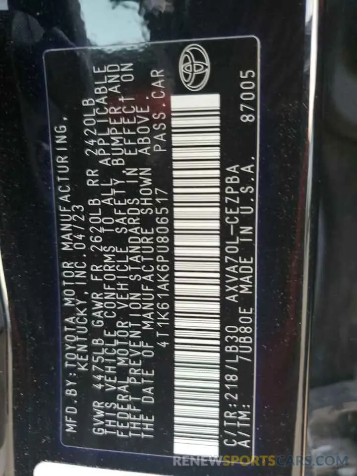 12 fotografías del automóvil dañado 4T1K61AK6PU806517 TOYOTA CAMRY 2023