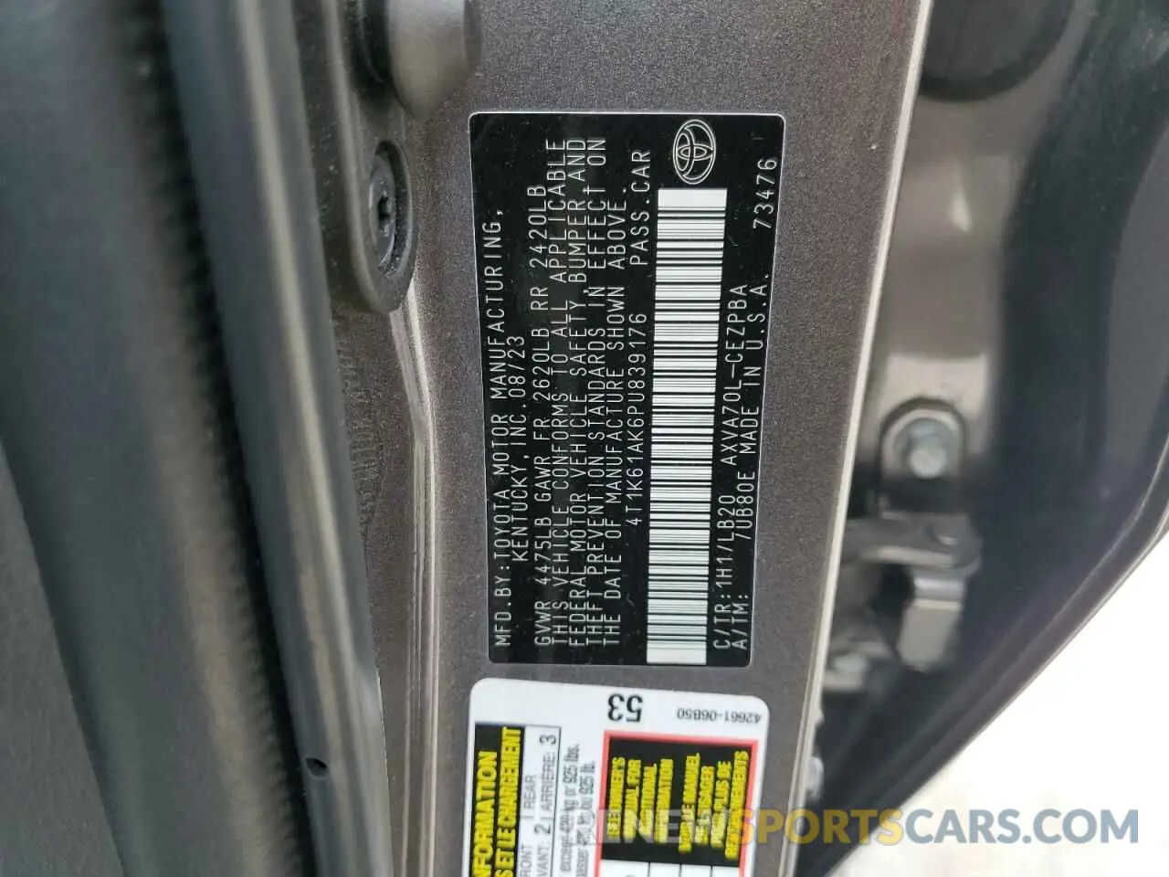 12 fotografías del automóvil dañado 4T1K61AK6PU839176 TOYOTA CAMRY 2023