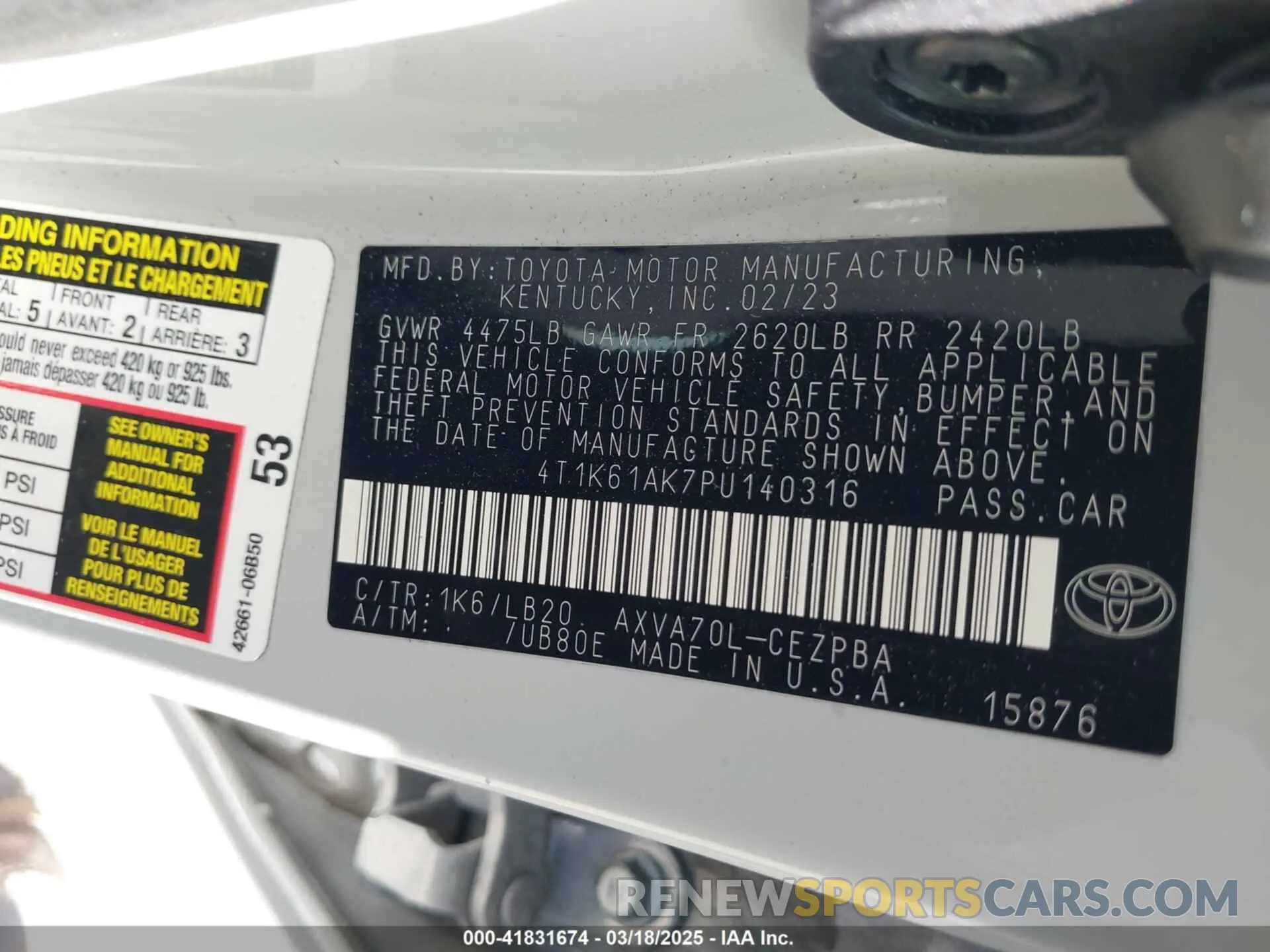 8 fotografías del automóvil dañado 4T1K61AK7PU140316 TOYOTA CAMRY 2023