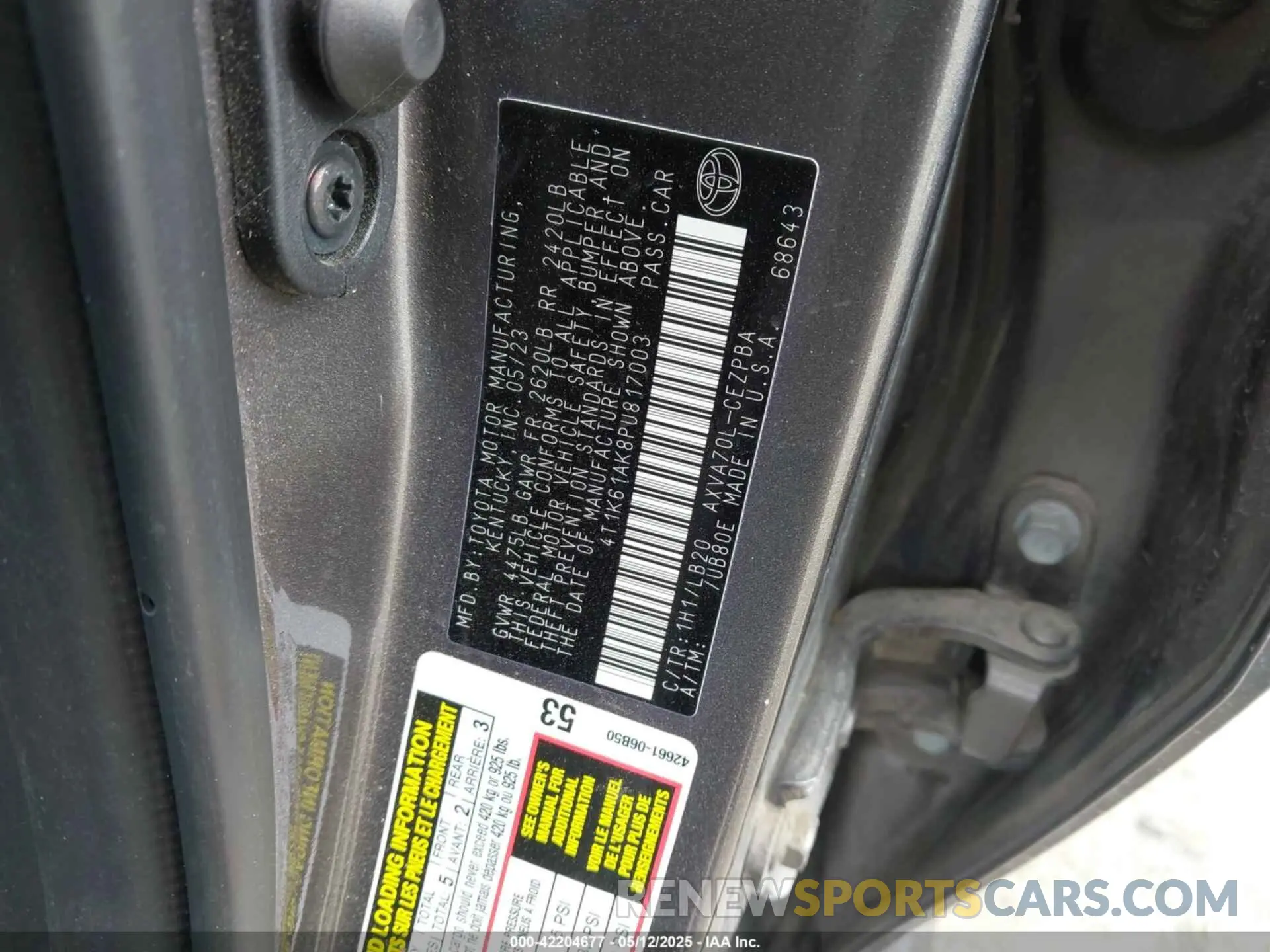 9 fotografías del automóvil dañado 4T1K61AK8PU817003 TOYOTA CAMRY 2023