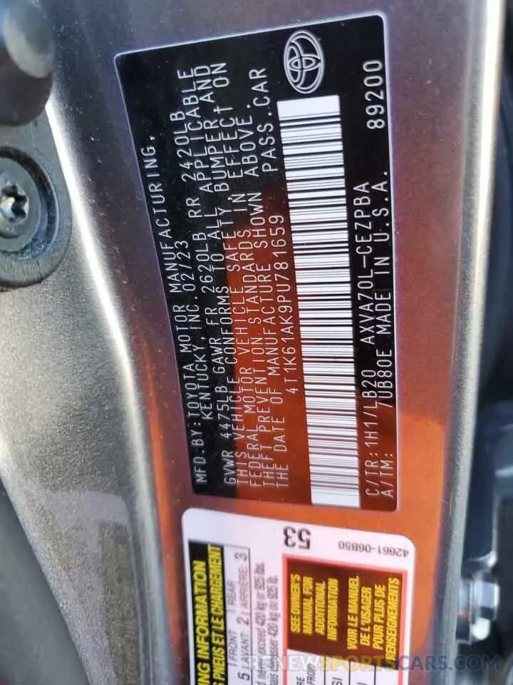 12 fotografías del automóvil dañado 4T1K61AK9PU781659 TOYOTA CAMRY 2023