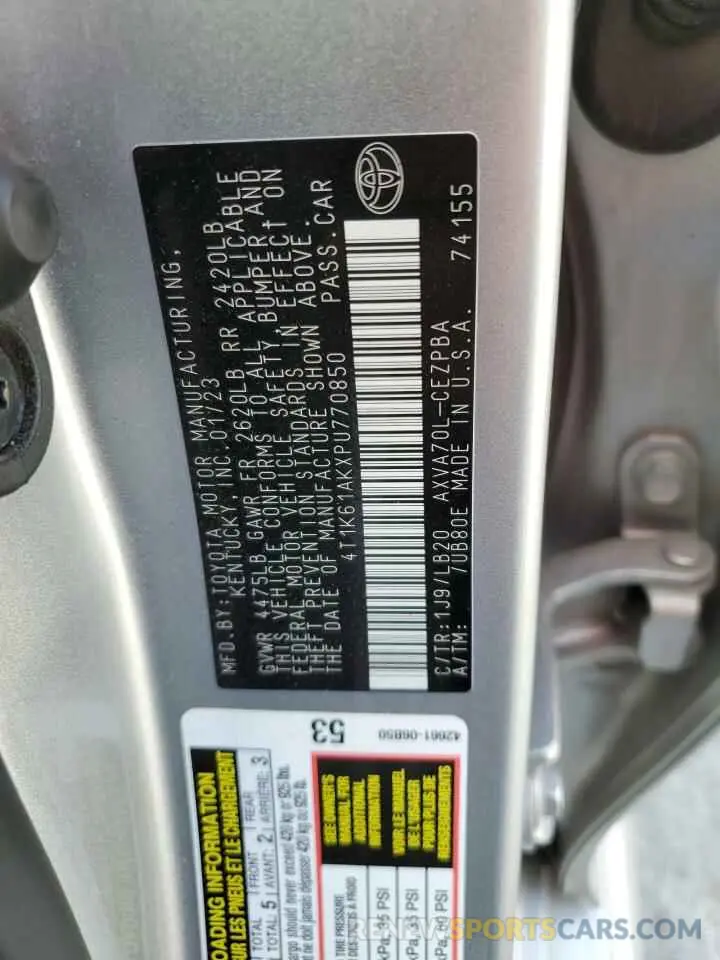 12 fotografías del automóvil dañado 4T1K61AKXPU770850 TOYOTA CAMRY 2023