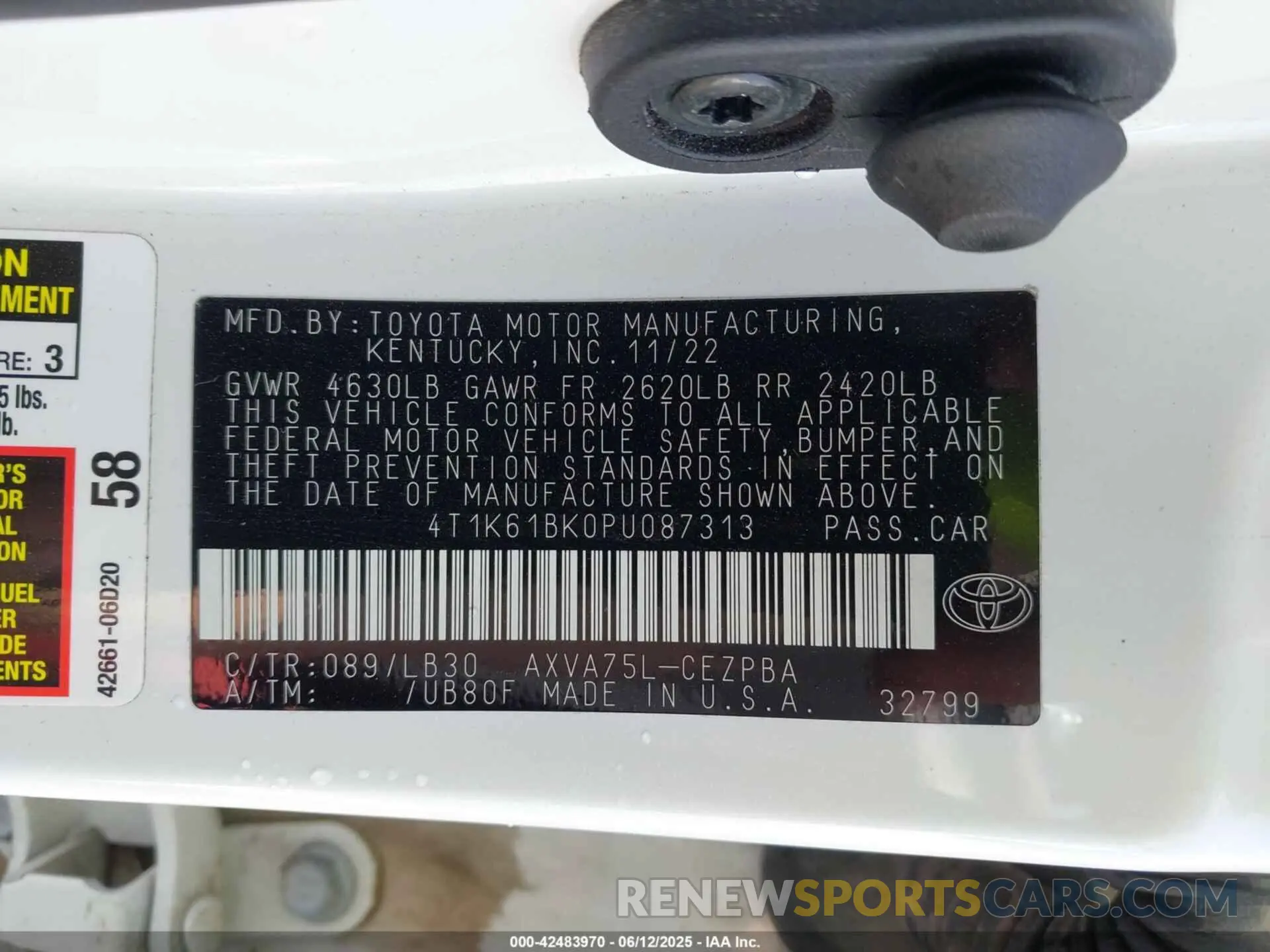 9 fotografías del automóvil dañado 4T1K61BK0PU087313 TOYOTA CAMRY 2023