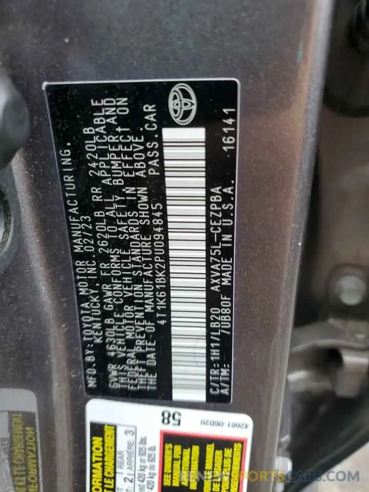 12 fotografías del automóvil dañado 4T1K61BK2PU094845 TOYOTA CAMRY 2023