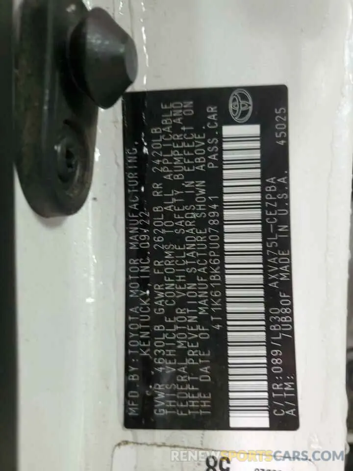 12 fotografías del automóvil dañado 4T1K61BK6PU078941 TOYOTA CAMRY 2023