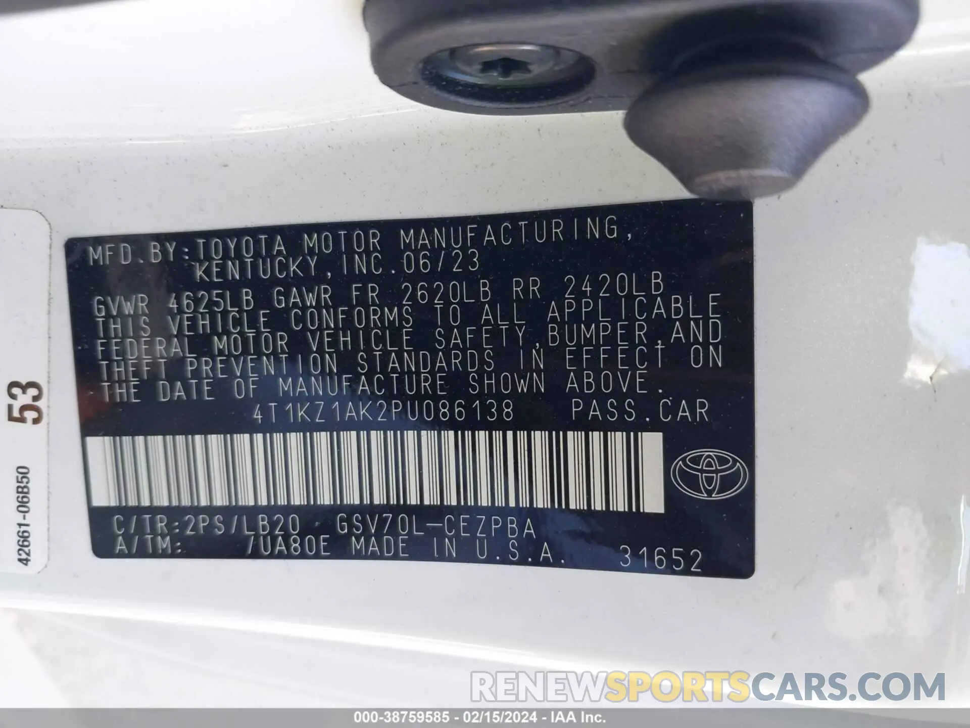 9 fotografías del automóvil dañado 4T1KZ1AK2PU086138 TOYOTA CAMRY 2023