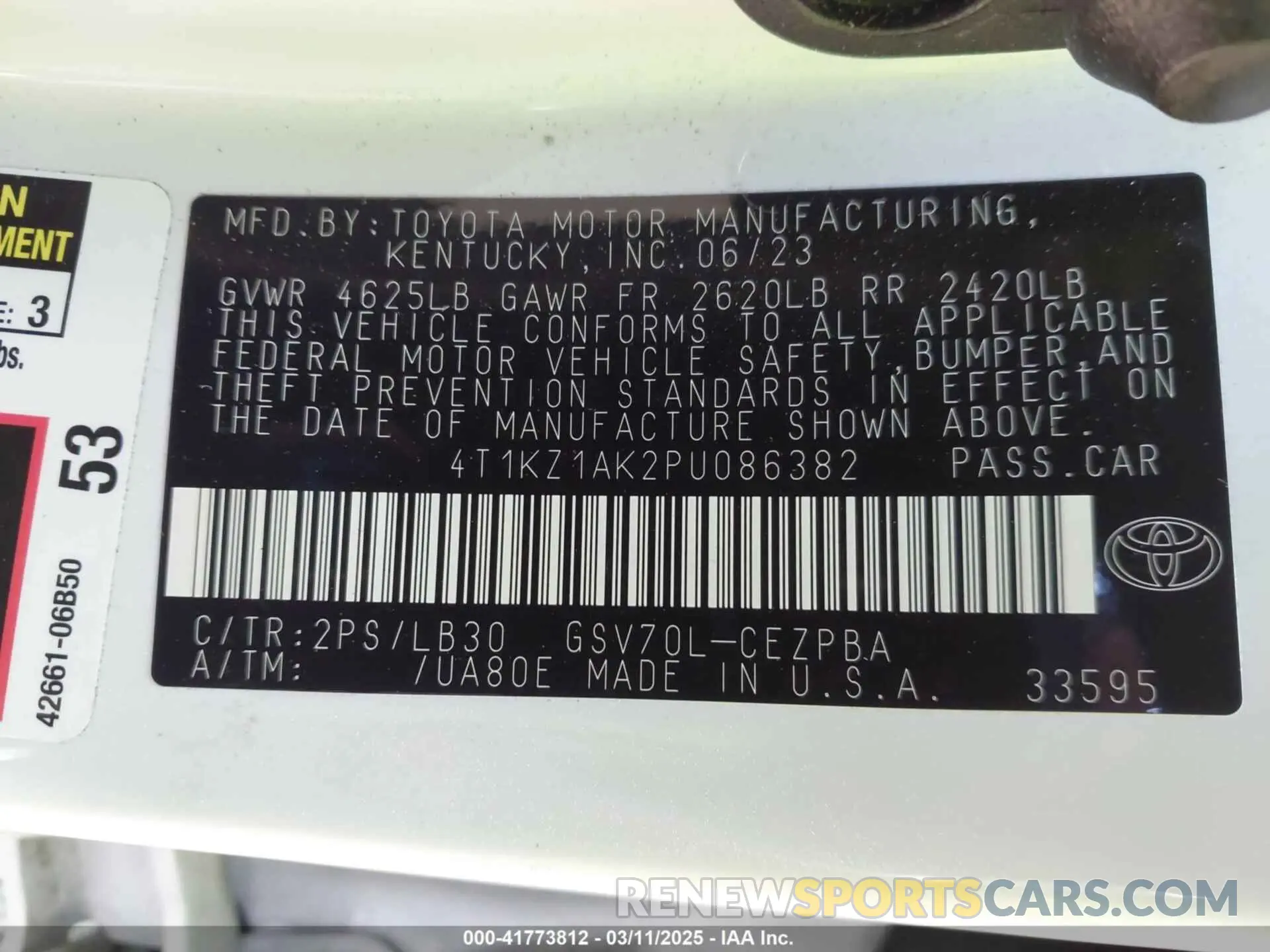 9 fotografías del automóvil dañado 4T1KZ1AK2PU086382 TOYOTA CAMRY 2023
