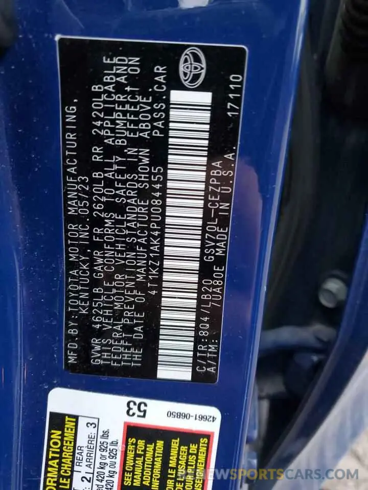 13 fotografías del automóvil dañado 4T1KZ1AK4PU084455 TOYOTA CAMRY 2023