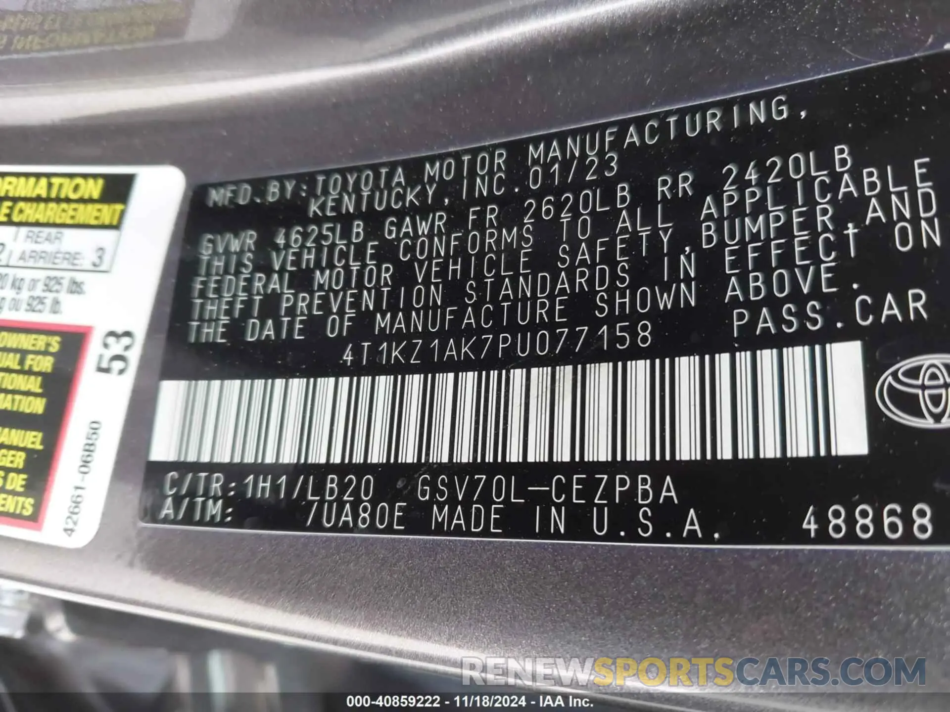 9 fotografías del automóvil dañado 4T1KZ1AK7PU077158 TOYOTA CAMRY 2023
