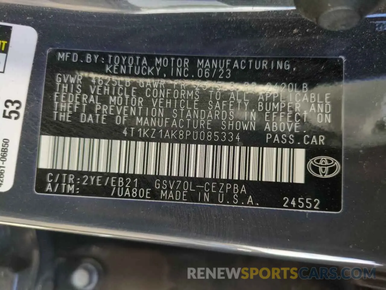 12 fotografías del automóvil dañado 4T1KZ1AK8PU085334 TOYOTA CAMRY 2023