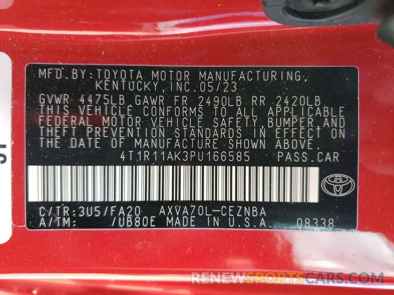 13 fotografías del automóvil dañado 4T1R11AK3PU166585 TOYOTA CAMRY 2023