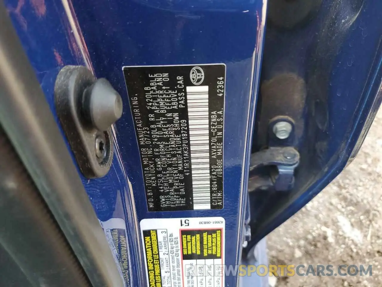 14 fotografías del automóvil dañado 4T1R11AK3PU187209 TOYOTA CAMRY 2023