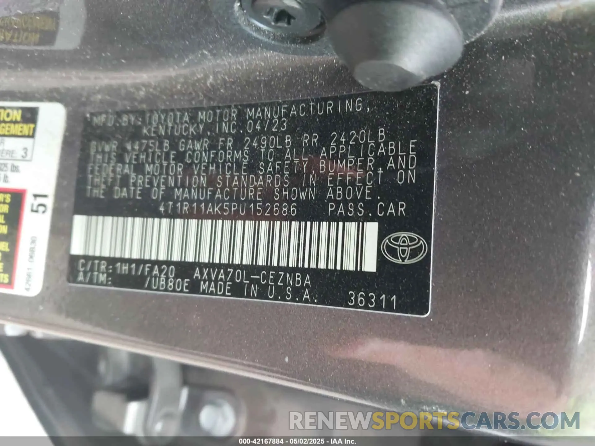 9 fotografías del automóvil dañado 4T1R11AK5PU152686 TOYOTA CAMRY 2023