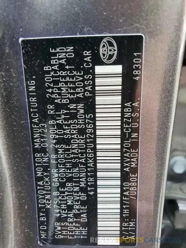 12 fotografías del automóvil dañado 4T1R11AK6PU129675 TOYOTA CAMRY 2023