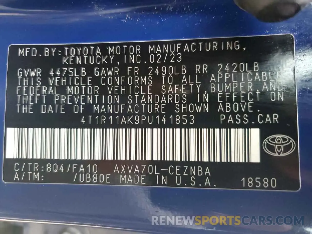 12 fotografías del automóvil dañado 4T1R11AK9PU141853 TOYOTA CAMRY 2023