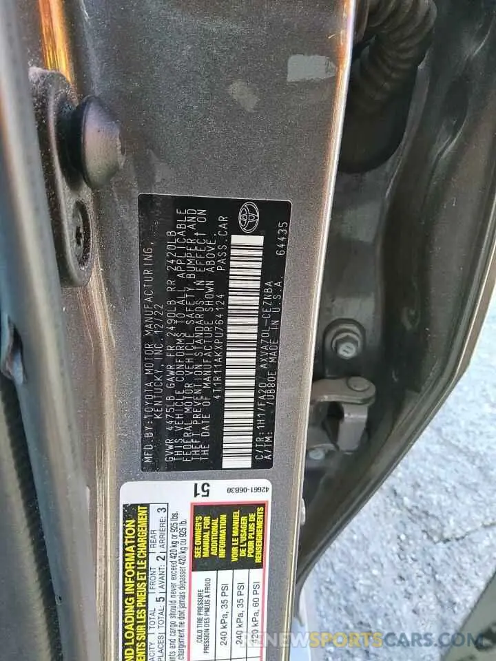 12 fotografías del automóvil dañado 4T1R11AKXPU764124 TOYOTA CAMRY 2023