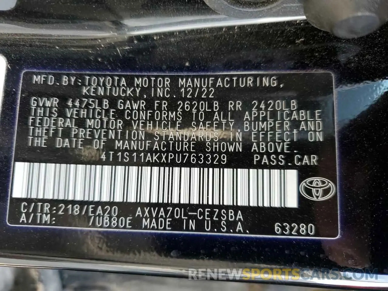 13 fotografías del automóvil dañado 4T1S11AKXPU763329 TOYOTA CAMRY 2023