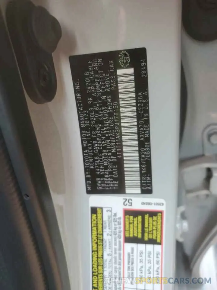12 fotografías del automóvil dañado 4T1T11AK3PU179150 TOYOTA CAMRY 2023