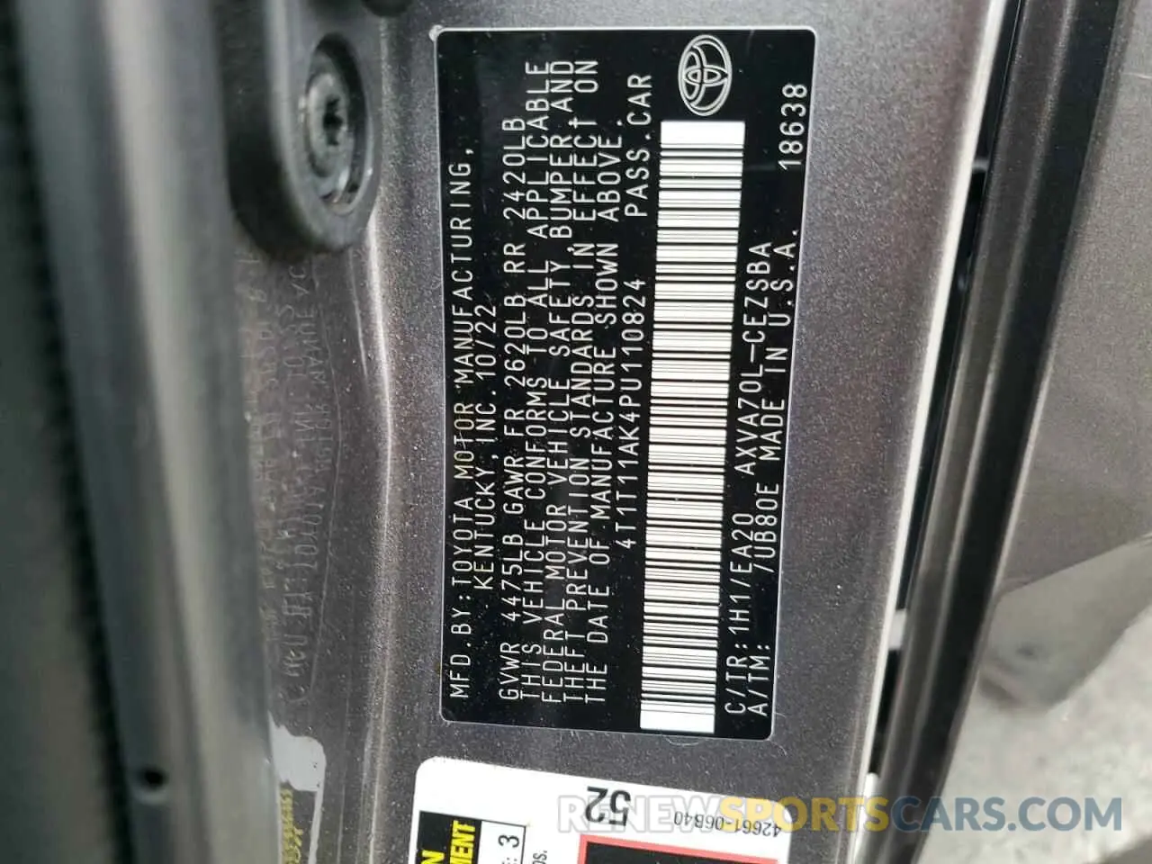 13 fotografías del automóvil dañado 4T1T11AK4PU110824 TOYOTA CAMRY 2023