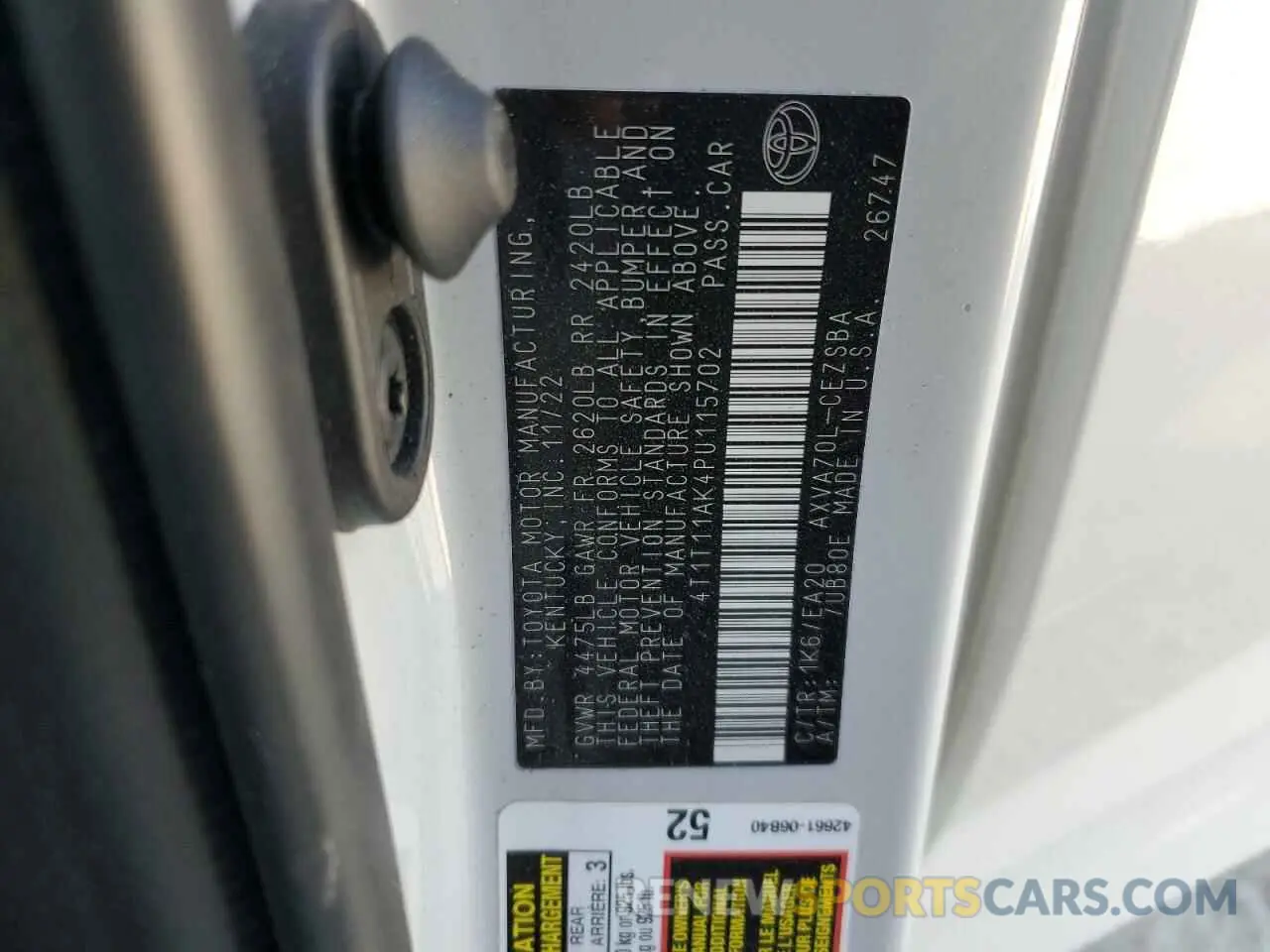 14 fotografías del automóvil dañado 4T1T11AK4PU115702 TOYOTA CAMRY 2023