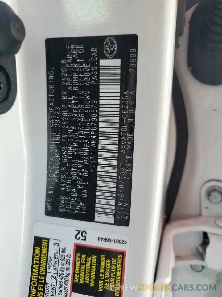 12 fotografías del automóvil dañado 4T1T11AK4PU798579 TOYOTA CAMRY 2023