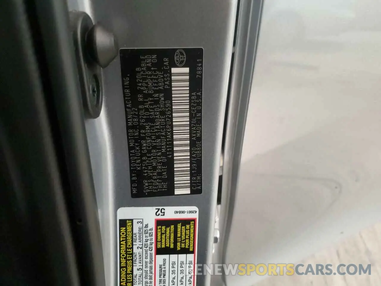 12 fotografías del automóvil dañado 4T1T11AK6PU726590 TOYOTA CAMRY 2023