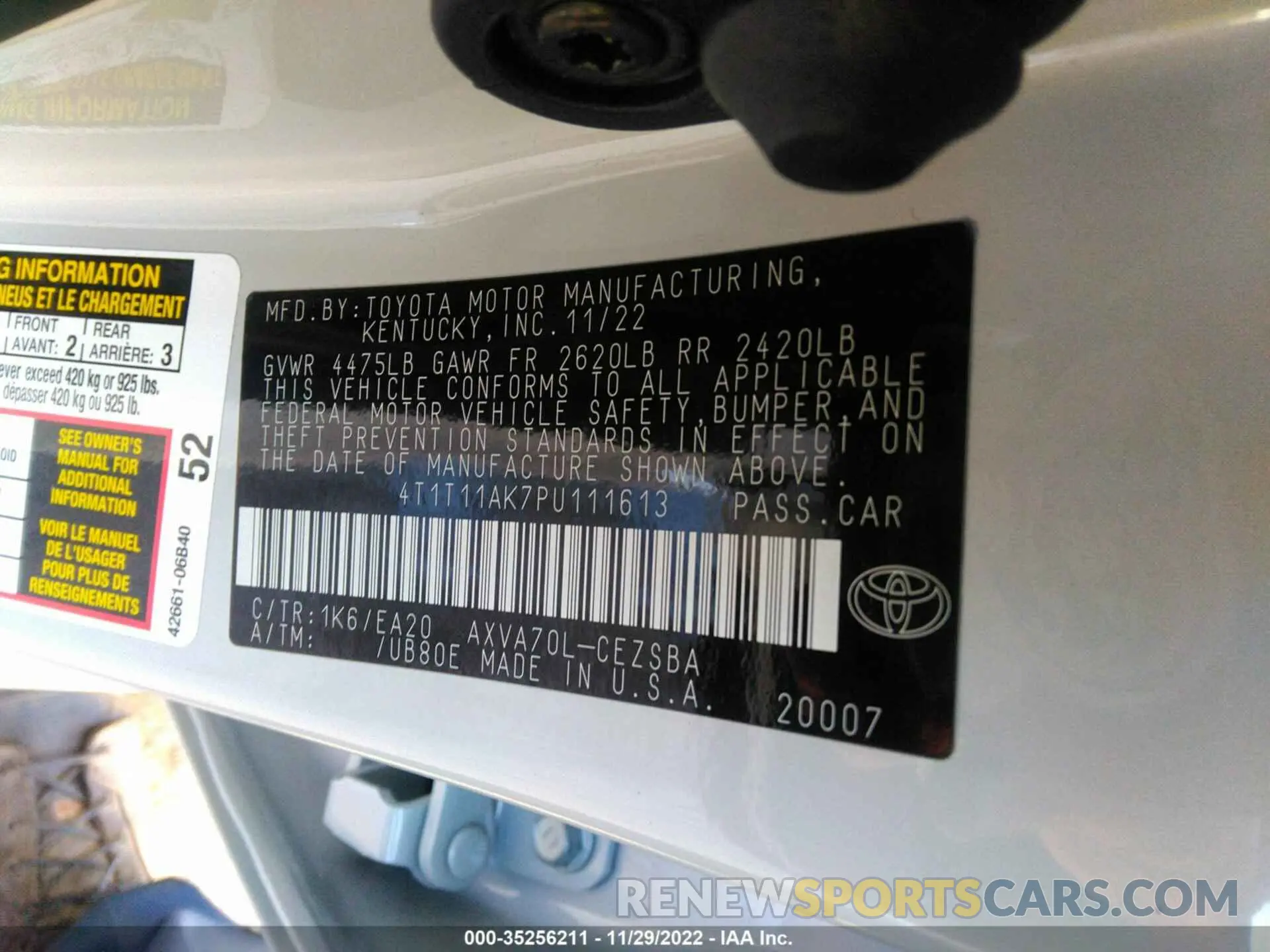 9 fotografías del automóvil dañado 4T1T11AK7PU111613 TOYOTA CAMRY 2023
