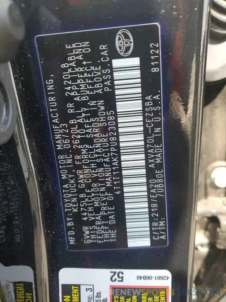 13 fotografías del automóvil dañado 4T1T11AK7PU823085 TOYOTA CAMRY 2023